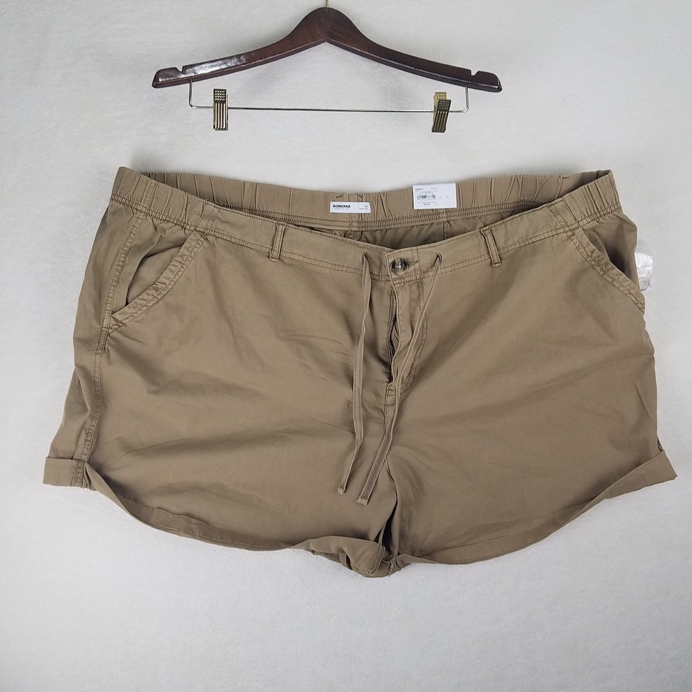SONOMA Goods For Life Women's Khaki Utility Shorts Elastic Drawstring 4X NWT